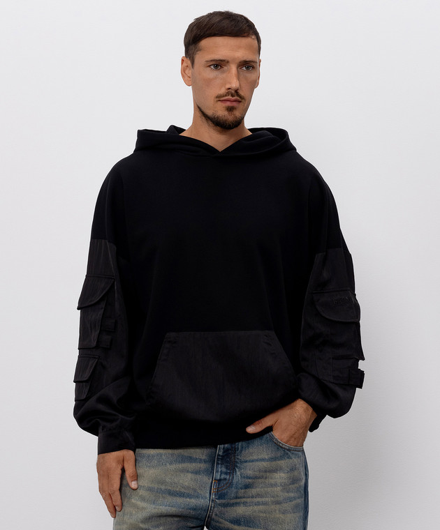 Balmain Чорне худі HH1JT280BD59 зображення 3