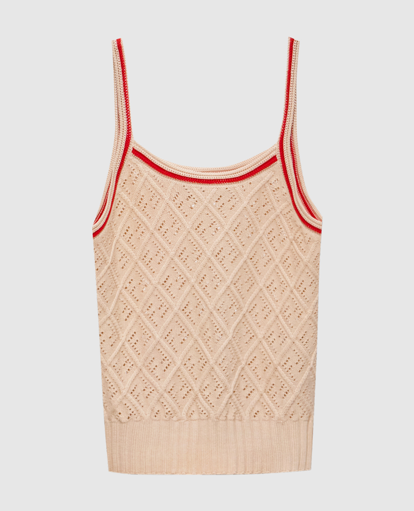 Майка бежевая с фактурным геометрическим узором