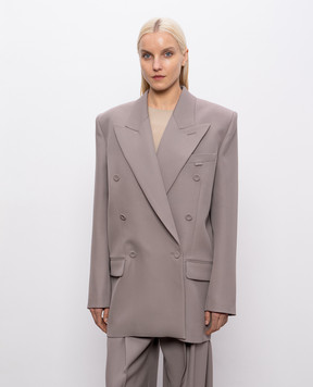 Thierry Mugler Сірий двобортний жакет з вовни 26S1VE04961019