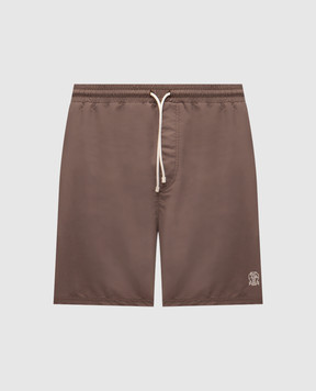 Brunello Cucinelli Коричневі шорти для плавання з емблемою логотипа MW817043