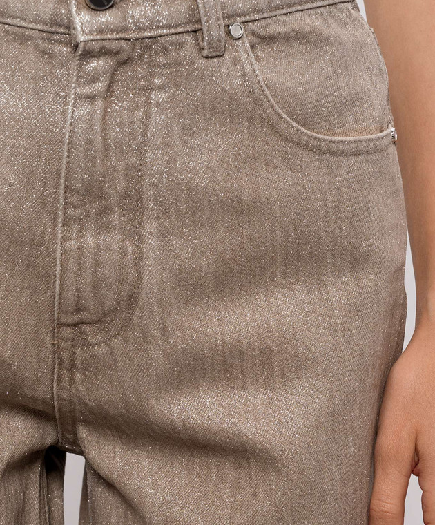 Kiton Бежевые джинсы с люрексом DJ60103K0505L изображение 5