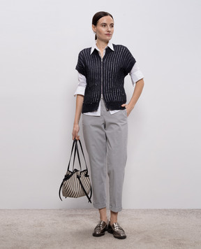 Peserico Чорний ажурний кардиган з паєтками A99082F0509110