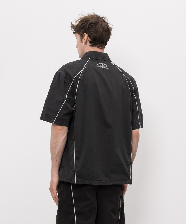 Off-White Черная рубашка с вышивкой логотипа 44XGG01IS26F001 изображение 4