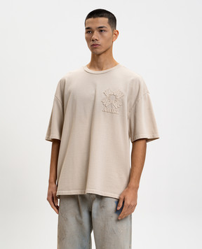AMIRI Бежева футболка з логотипом та емблемою AMTOJR1029
