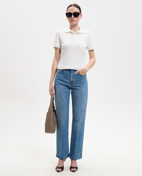 Victoria Beckham Біле поло з льоном 1226JTP007241A