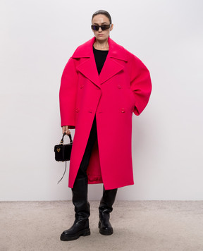 Balenciaga Розовое двубортное пальто из шерсти A009LVTUU16