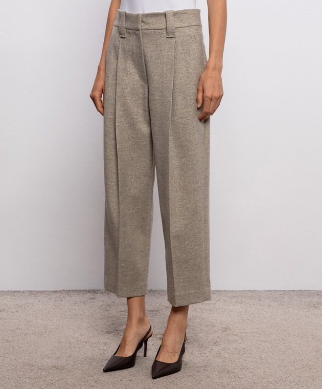 Brunello Cucinelli Бежевые брюки из шерсти MD011P9368 изображение 3