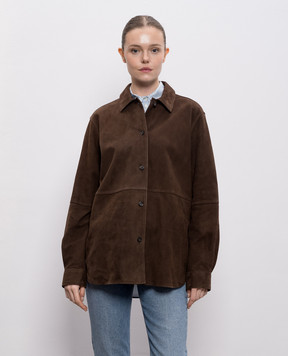 Toteme Коричневая замшевая куртка в стиле рубашки 261WRT0707LE0200