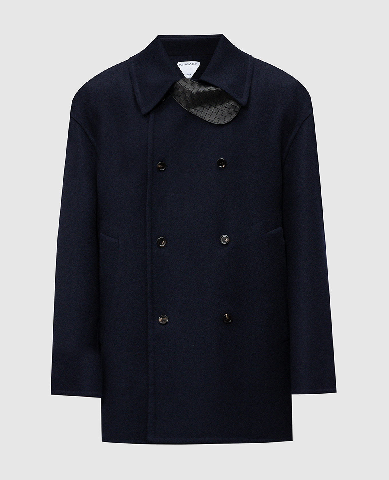 

Голубое двубортное пальто из кашемира, Синий, Пальто