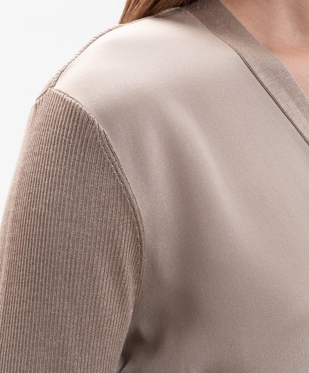 Max Mara Бежевий кардиган NINFEE із шовку та кашеміру MXMNINFEE зображення 5