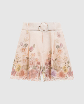 Twinset Бежеві шорти з льону в принт 261TT2572