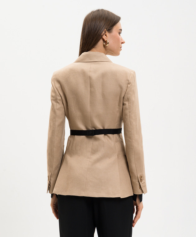 Max Mara Бежевый жакет на запах из льна MXSFIONDA изображение 4