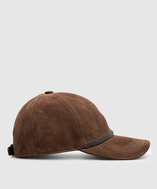 Brunello Cucinelli Коричневая замшевая кепка с цепочкой мониль MCAP9F151 изображение 3
