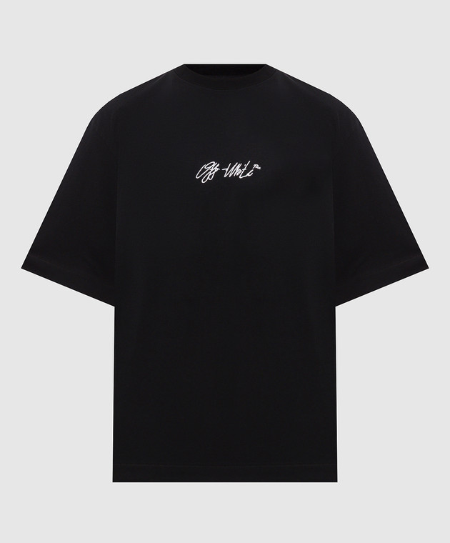 Off-White Черная футболка с вышивкой логотипа 44MAA120F26J011
