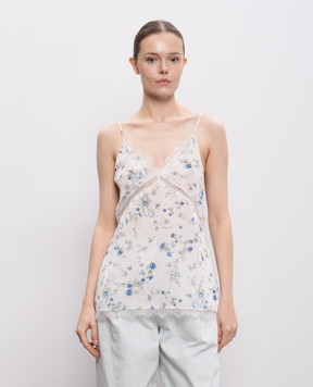 Juun.j Білий топ в квітковий принт з мереживом JW6264W010