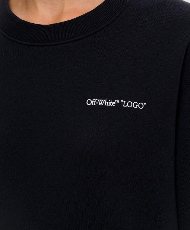 Off-White Черный свитшот с принтом логотипа 2FE00504T изображение 5