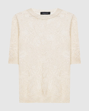 Fabiana Filippi Ажурний топ кольору айворі з паєтками MAD276F131D864