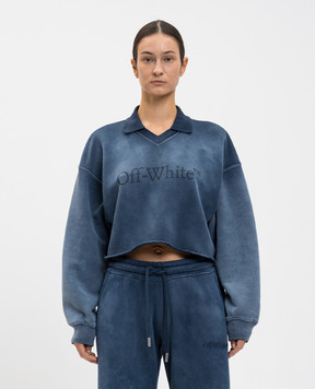 Off-White Синій світшот-поло з логотипом 2BA07BF25FLE004