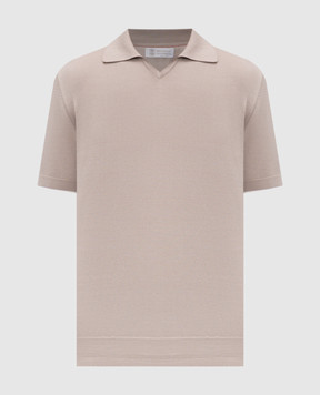 Brunello Cucinelli Бежевая футболка с воротником-поло M29800145