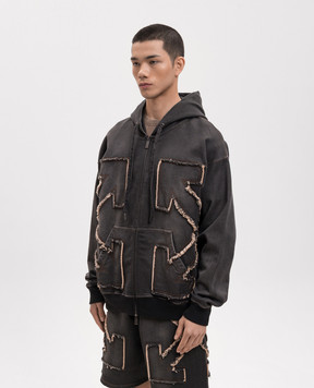 Off-White Сіра спортивні куртка з нашивкою емблеми 44MBE015S26D001