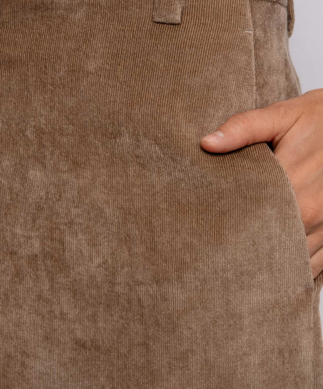 Brunello Cucinelli Коричневая вельветовая юбка миди MP547G4099 изображение 5