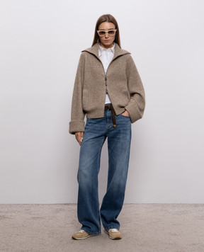 Brunello Cucinelli Коричневый кардиган с кашемиром с люрексом MTX755606P