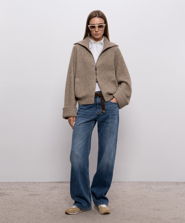 Brunello Cucinelli Коричневый кардиган с кашемиром с люрексом MTX755606P изображение 2