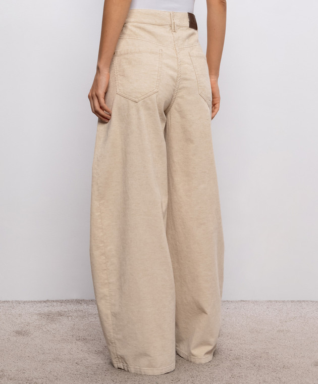 Brunello Cucinelli Бежеві вельветові штани з льоном MP185P4059 зображення 4