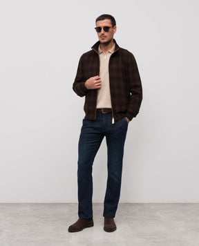 Stefano Ricci Коричневая куртка из кашемира в клеточку MDJ5400411C147HA