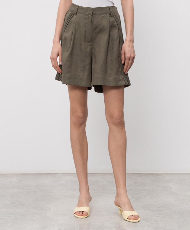 Max & Co Шорты Melia из льна цвета хаки MCOOMELIA изображение 3