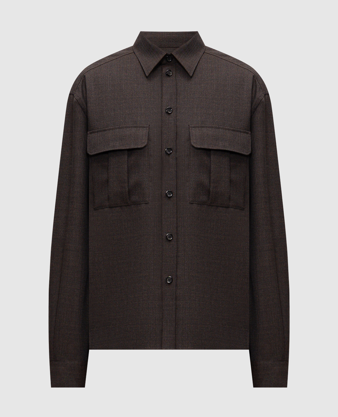 Темно-коричневая рубашка из шерсти