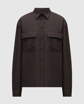 Dolce&Gabbana Темно-коричнева сорочка з вовни G5OJ2THU2BO