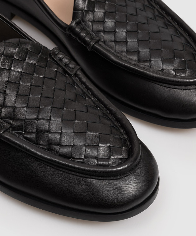 Bottega Veneta Чорні шкіряні лофери Intrecciato 876126VBSDO зображення 5