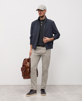 Brunello Cucinelli Поло серого цвета с леном в тканом узоре M2L707815