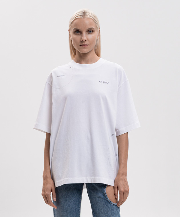 Off-White Белая футболка Cut Here 2FA00438T изображение 3