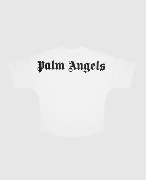 Palm Angels Дитяча біла футболка з контрастним принтом F6PAJBTH012