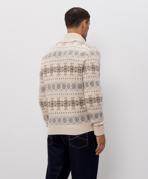 Brunello Cucinelli Бежевий кардиган з кашеміру у візерунок Jacquard M22506316 зображення 4