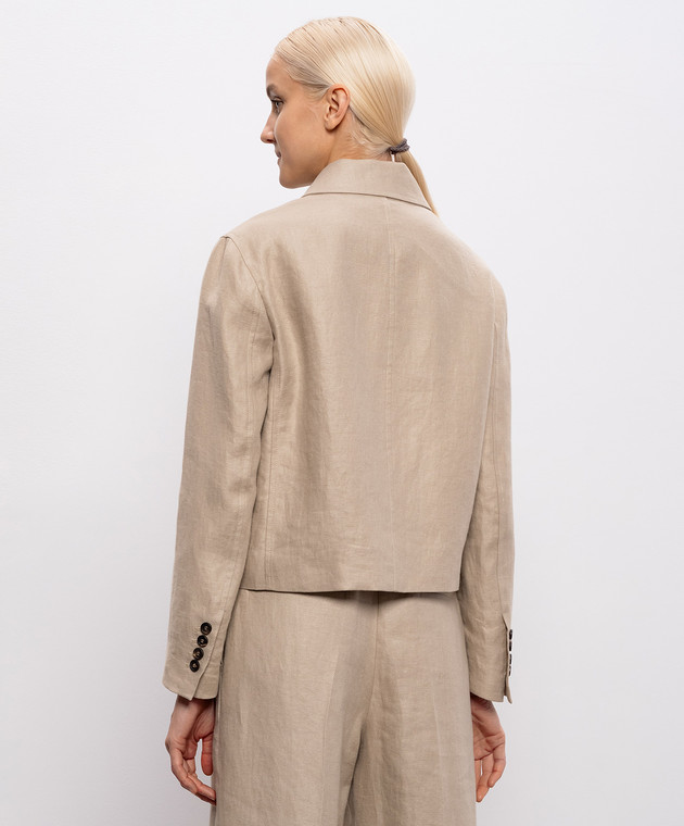 Brunello Cucinelli Бежевая куртка из льна MH5277581 изображение 4