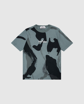 Stone Island Детская голубая футболка в камуфляжном принте L2S162100004S050814