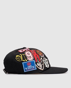 Off-White Чорна кепка з логотипом OMLA04AF25FAB00B