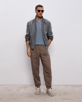 Brunello Cucinelli Блакитна футболка з коміром-поло M29400015