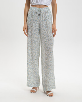 Ermanno Scervino Белые брюки из шелка в принт D482P374XWE