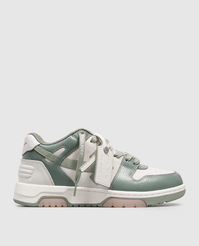 Off-White Зелені шкіряні кросівки Out Of Office OF05737310