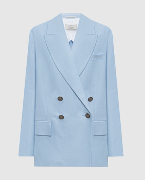Peserico Блакитний двобортний жакет з льону A0121502606