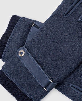 Stefano Ricci Сині комбіновані рукавички з кашеміру та нубука M5G5300040WSMKTG