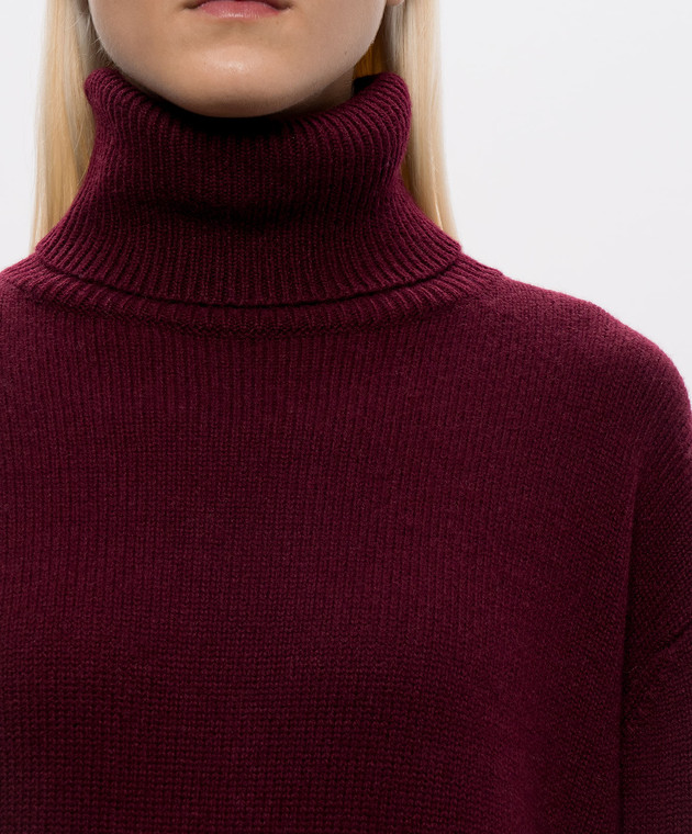 Allude Бордовий светр з вовни і кашеміру з розрізами 26517105 зображення 5