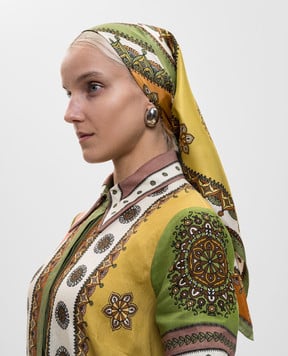 Alemais Зелена хустка Contina Tiles із шовку 6632A