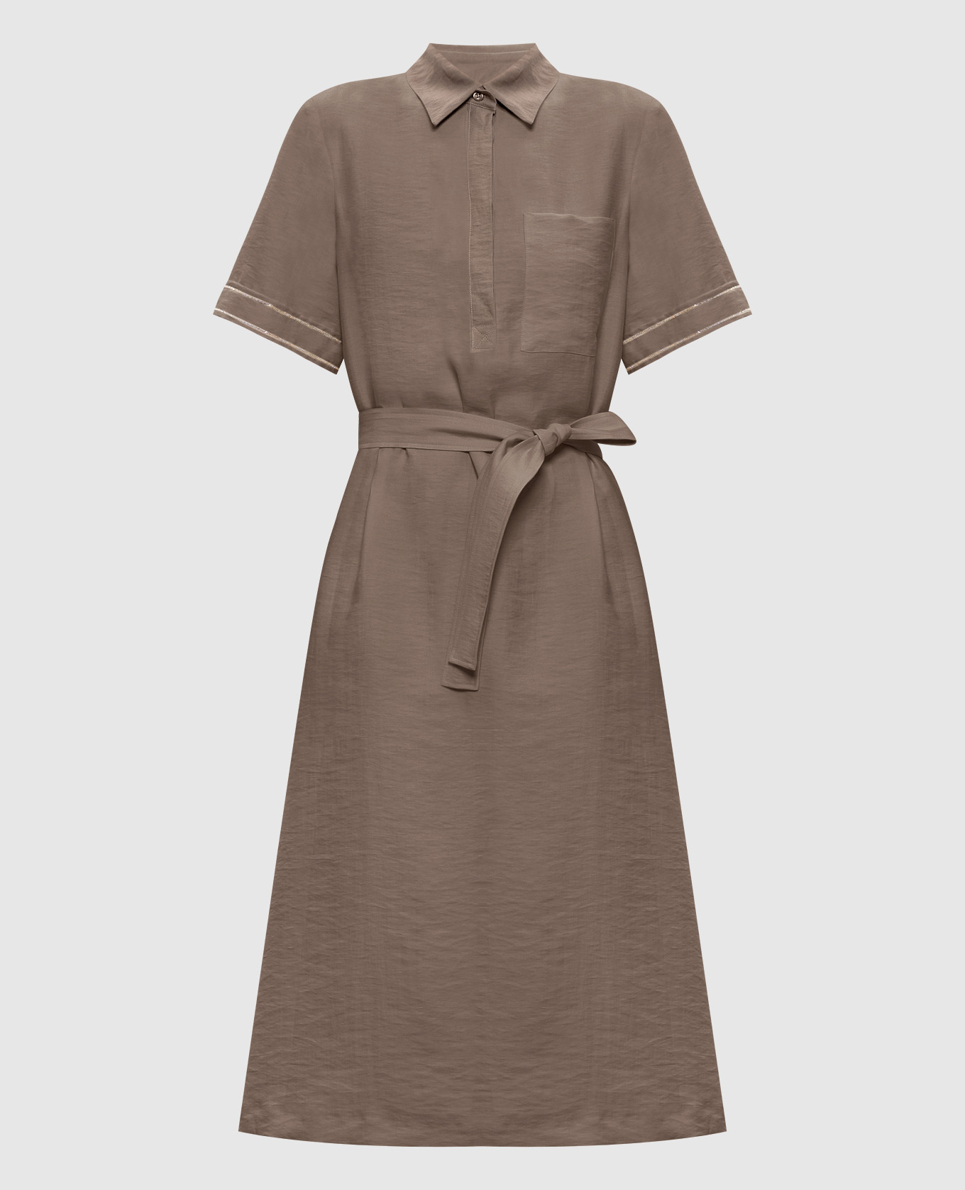 Коричневое платье с леном