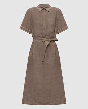 Peserico Коричнева сукня з льоном A0203905435
