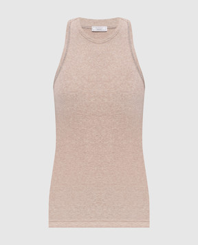 Peserico Бежевый меланжевый топ с цепочкой S08781J005669